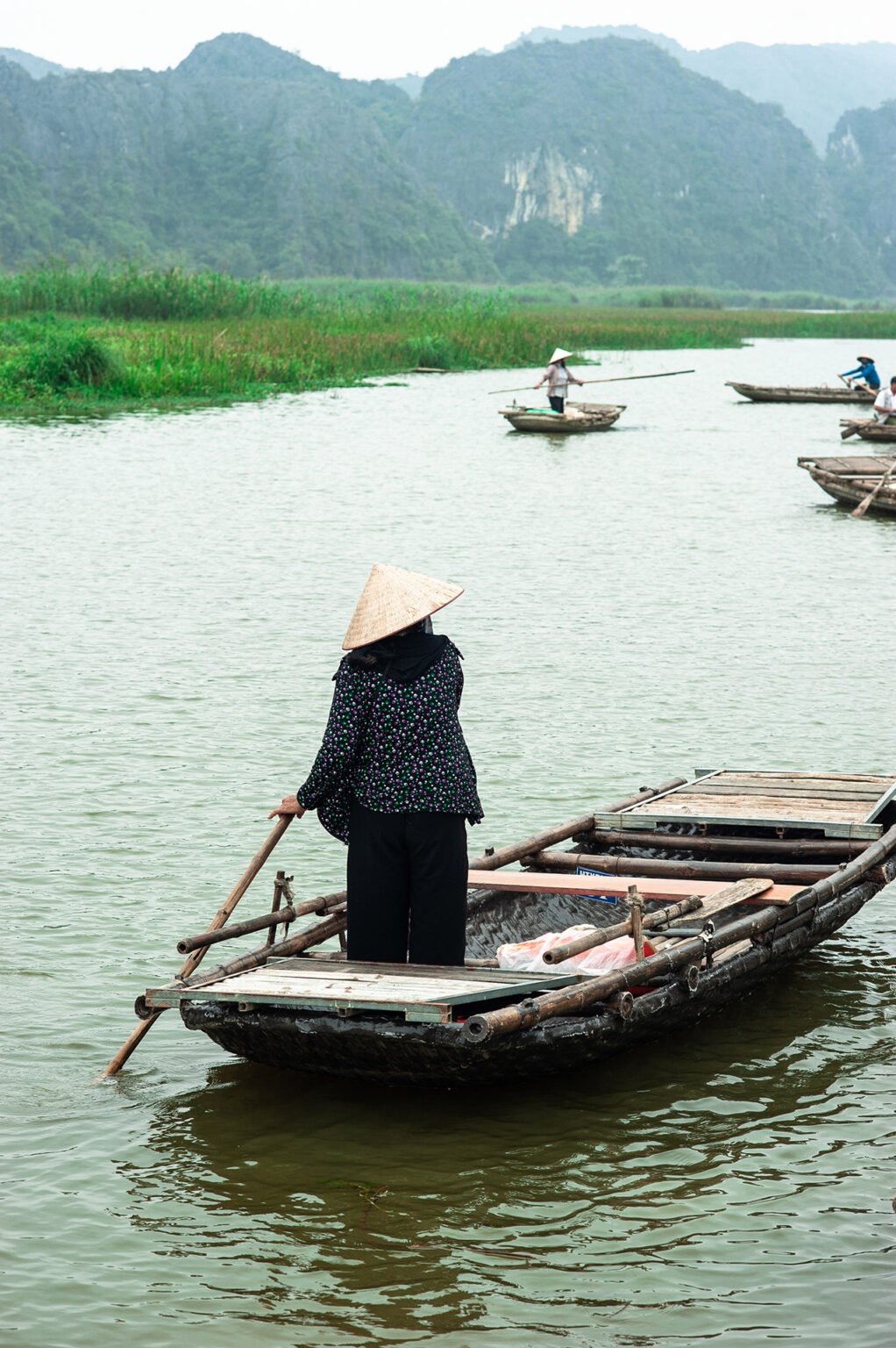 Voyage Vietnam - Ninh Binh, la baie d'Ha Long des terres - Bateliers de la réserve naturelle de Van Long