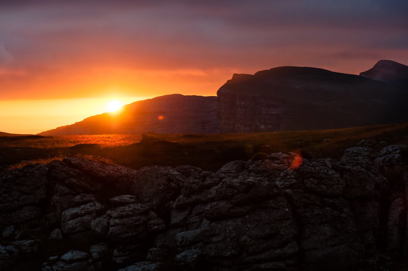 Randonnée bivouac Font d'Urle Vercors - Coucher de soleil