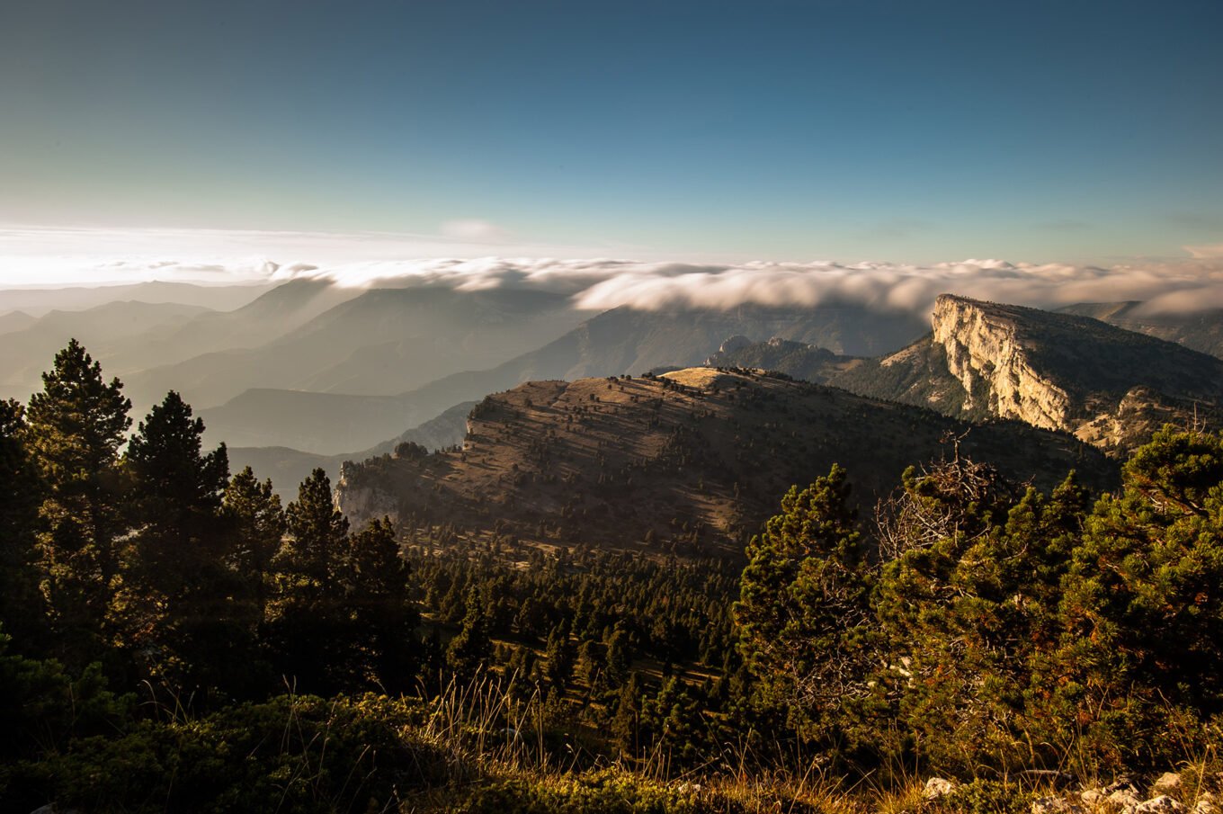 Randonnée Bivouac Vercors de Archiane au Glandasse - Coucher de soleil sur le Vercors depuis la montagne du Glandasse