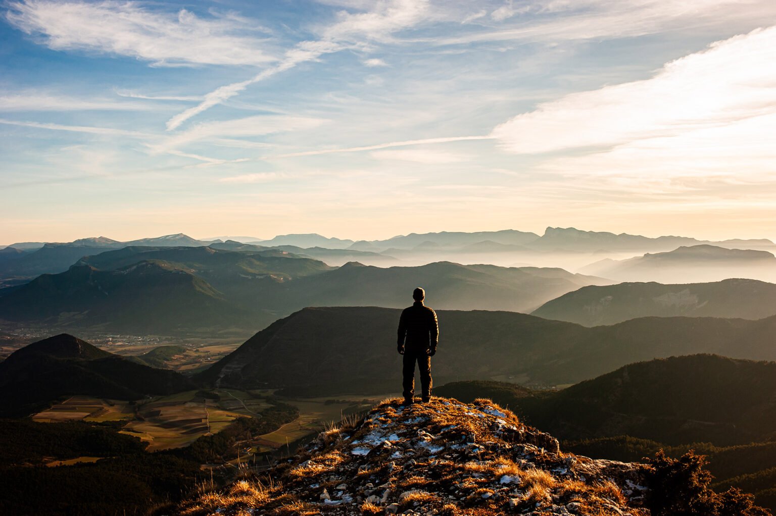 Randonnées d'hiver dans le Vercors et le Diois - Coucher de soleil sur le le Diois